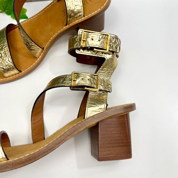 Zadig & Voltaire Cecilia Crinkled Caprese Sandals in Gold 37/ US 6 - Picture 11 of 16